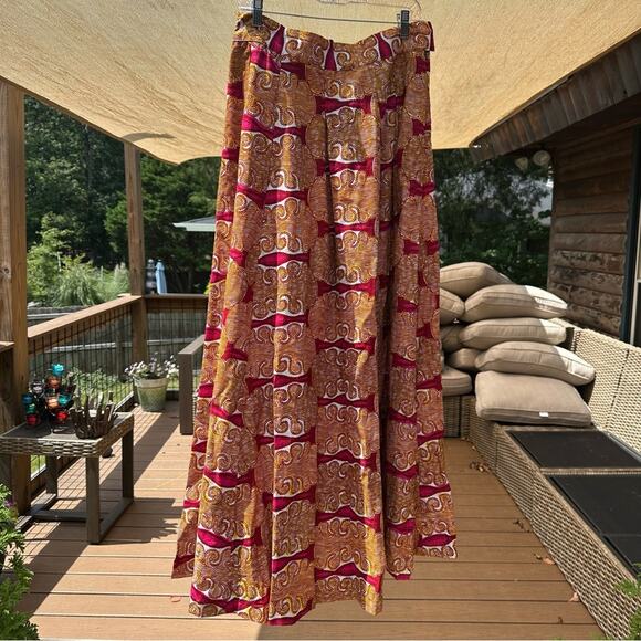 Francis + Benedict Boho Tribal Maxi Skirt EUC Gold, Garnet, White, Fuchsia - Picture 2 of 8